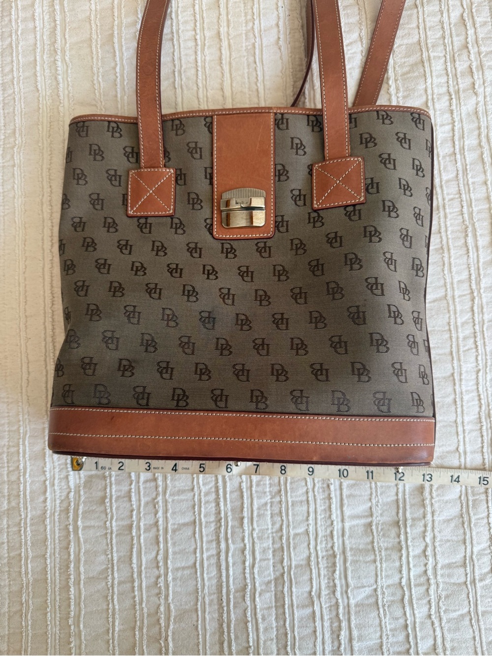 Vintage Dooney & Bourke monogram canvas tote bag leather classic - Picture 11 of 12